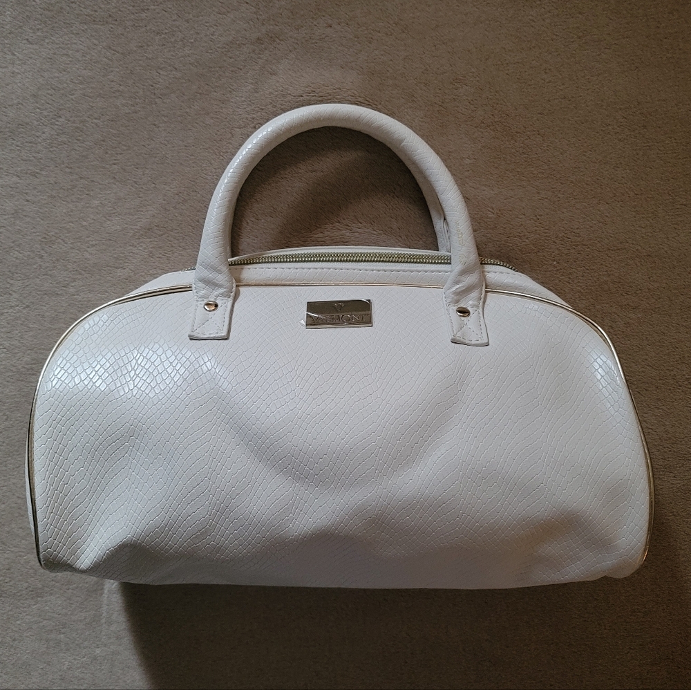 Valmont White & Gold Faux leather Handbag Lightweight
